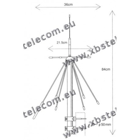 DIAMOND - D-190 - Discone 84cm - 100 Khz à 1,5 Ghz